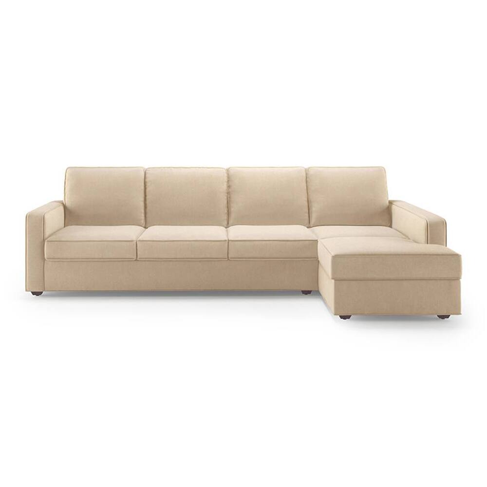 Apollo Compact Sofa (Colour : Birch Beige, Cushion : Hard, Back Type : Regular, Seating Capacity : Right Aligned 3 Seater + Right Aligned Chaise + Ottoman) - Urban Ladder