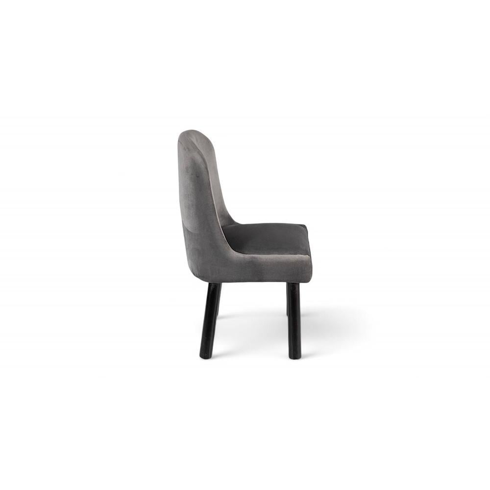 Rosslyn wood Set of 2 Dining Chairs in Iron Grey Velvet Upholstery with MAHAGONY FINISH