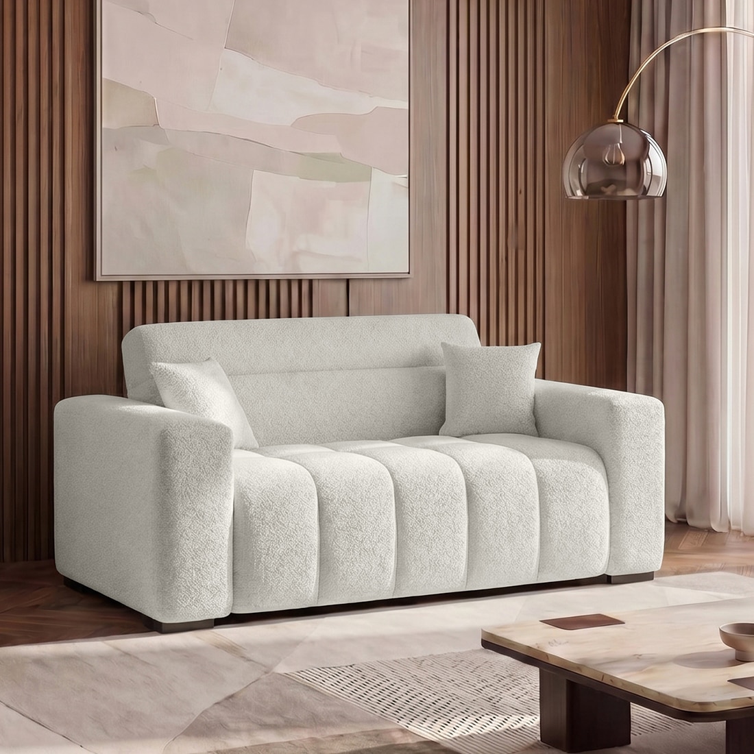 Basso 2 seater Sofa in White Boucle