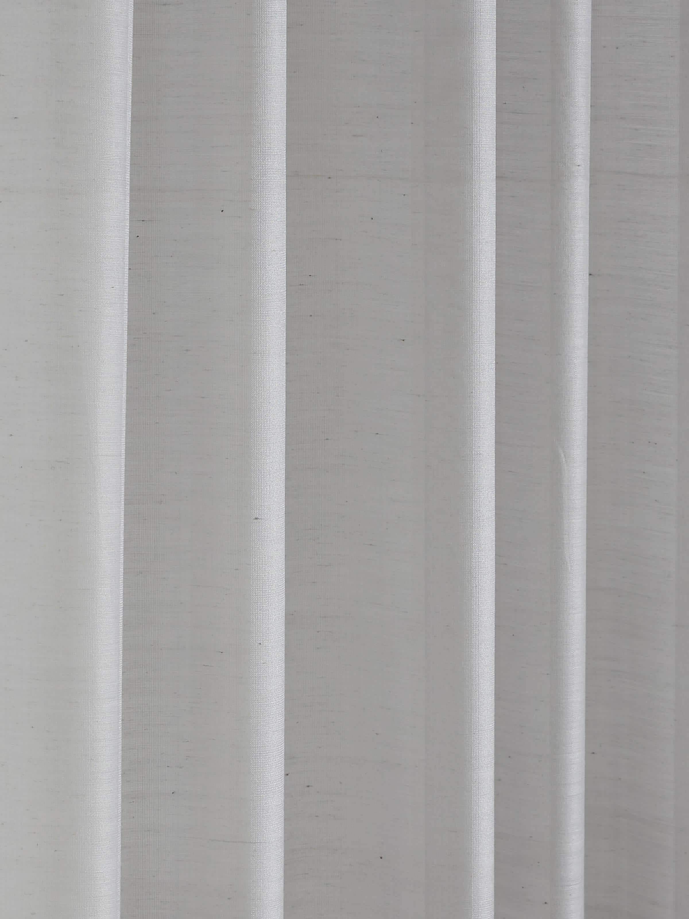 Close-up showing handwoven texture and tonal stripes of the Maheshwari silk cotton curtain