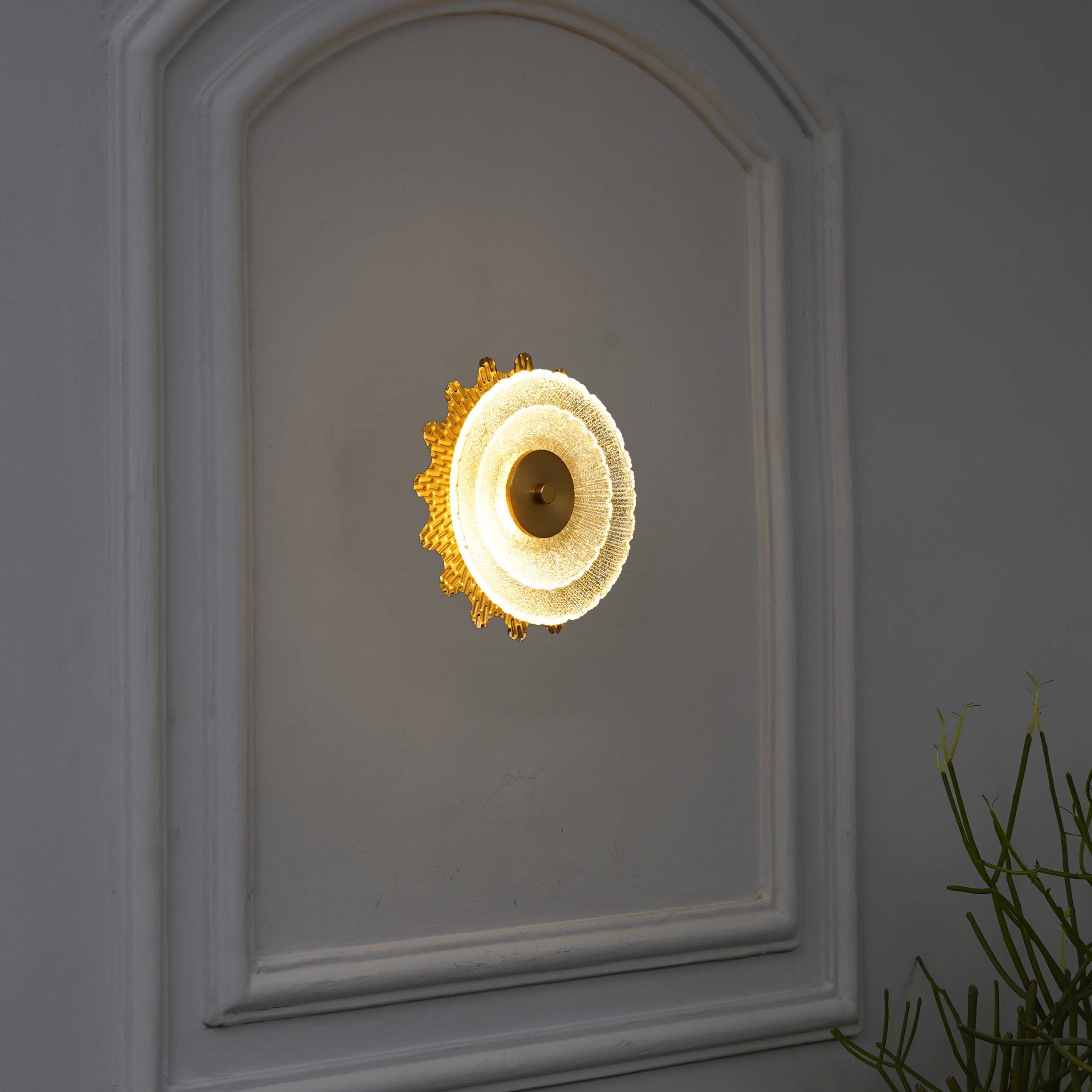 ZEN Integrated LED Brass Wall Fitting with Frosted White Glass