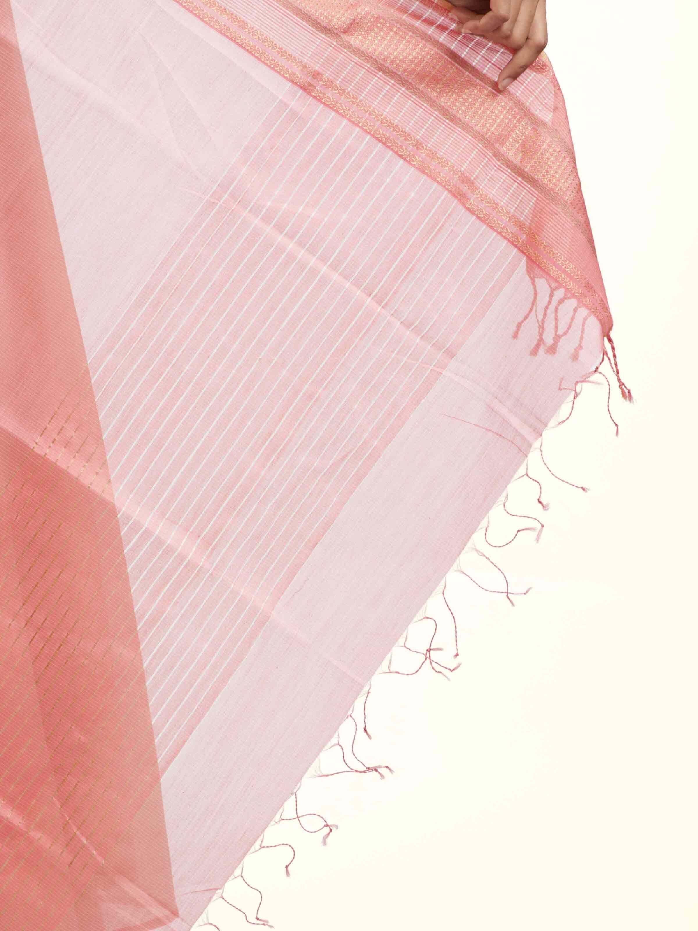 Light Pink Cotton Silk Maheshwari Handloom Dupatta