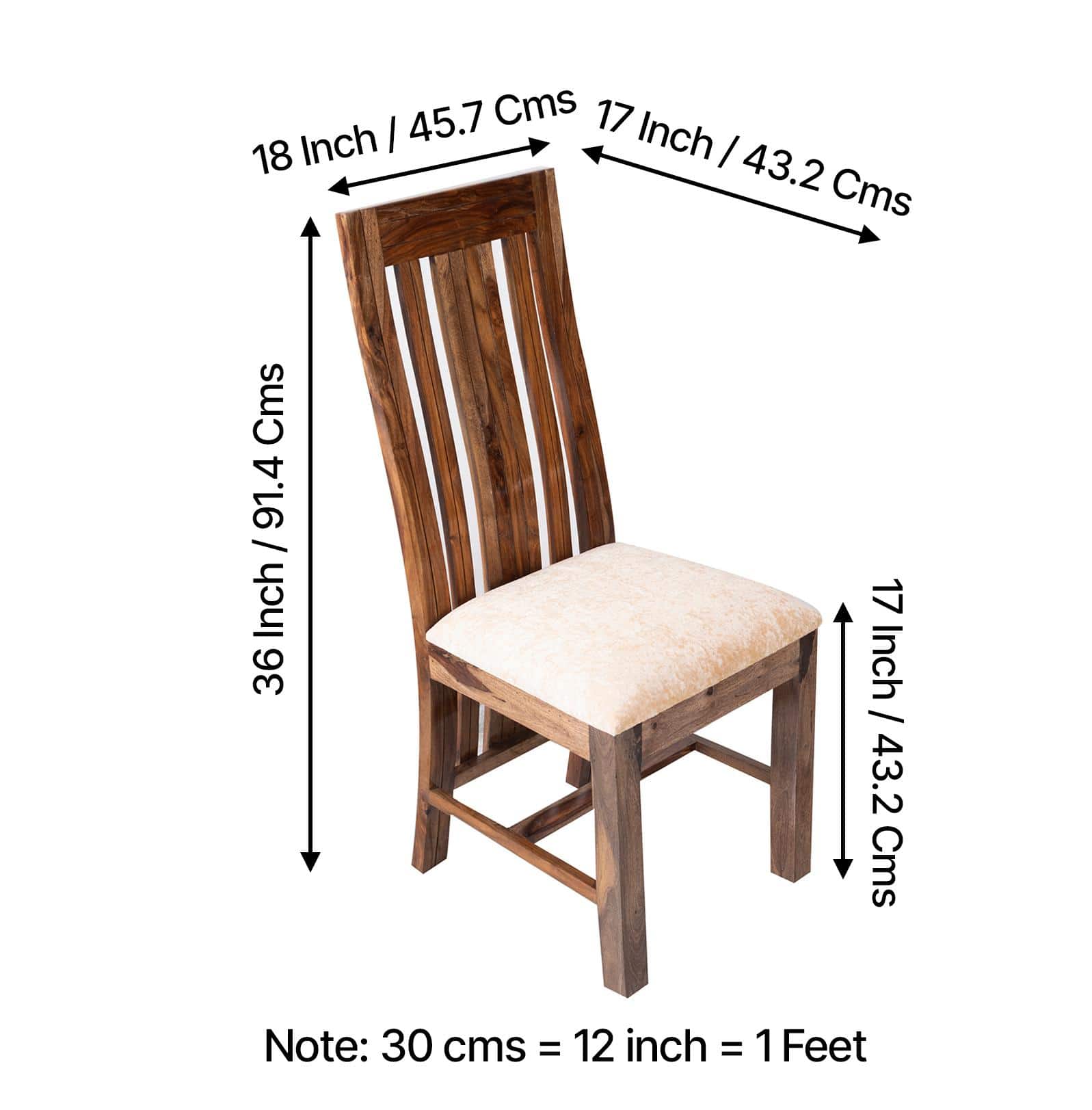 Columbus Sheesham Wood Dining Chair Set of 2 in Teak Finish