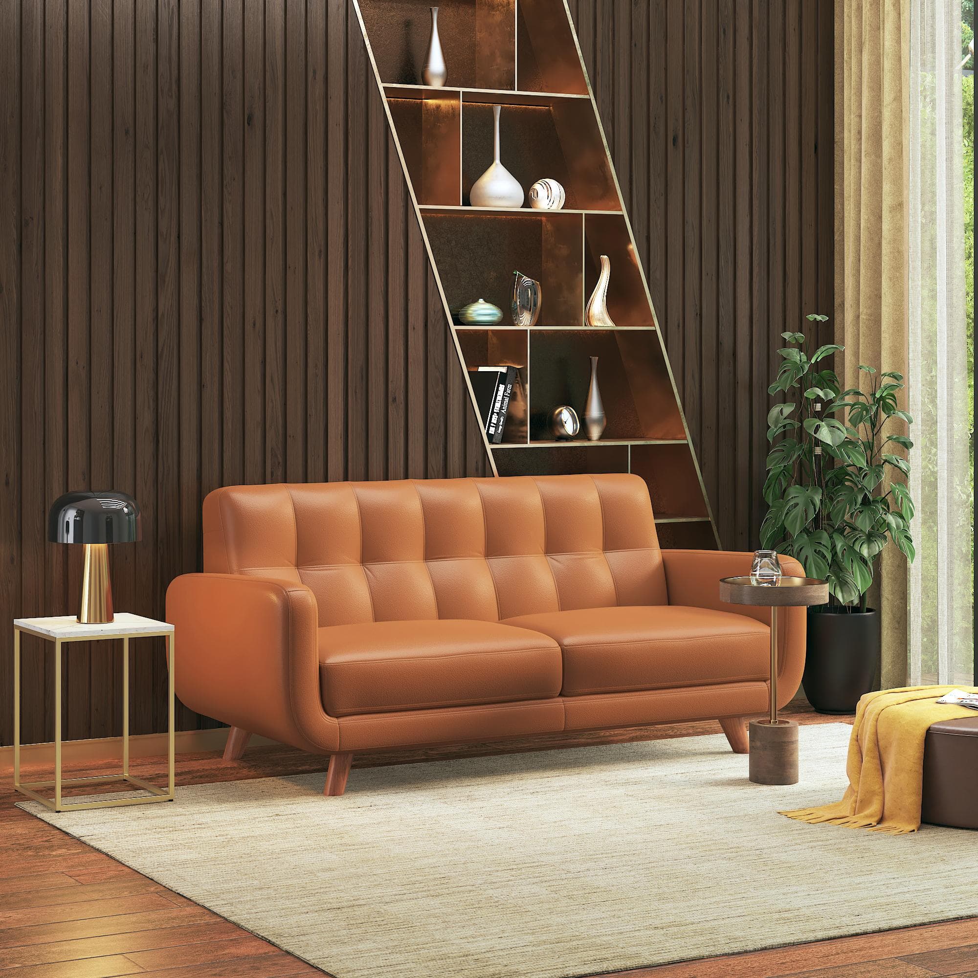 Waverly 2 Seater Leather Sofa in Apricot