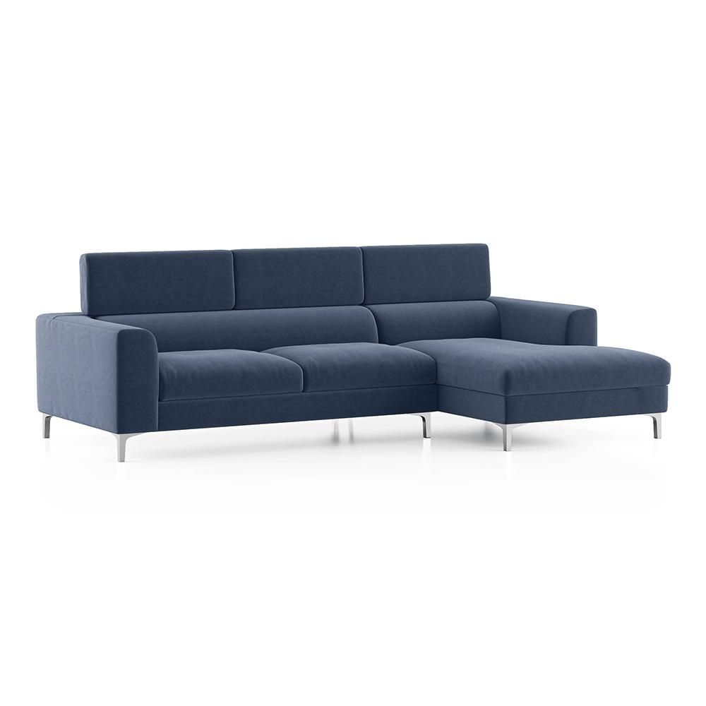 Chelsea Right Aligned 3 Seater Sectional Fabric Sofa (Lapis Blue)