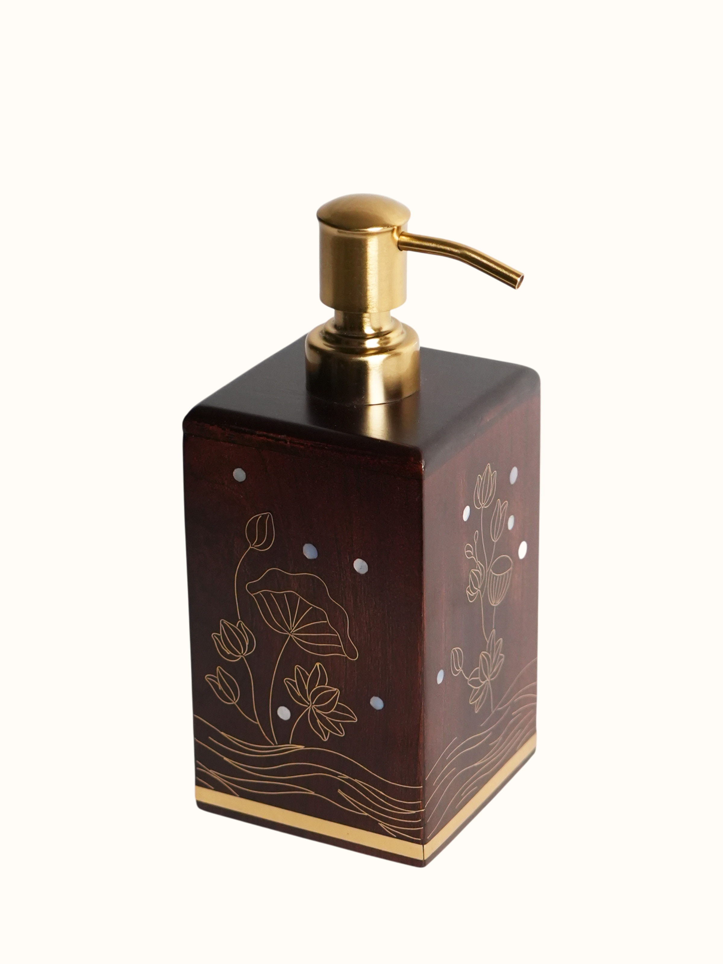 Kamal Tarkashi Teak Wood Soap Dispenser