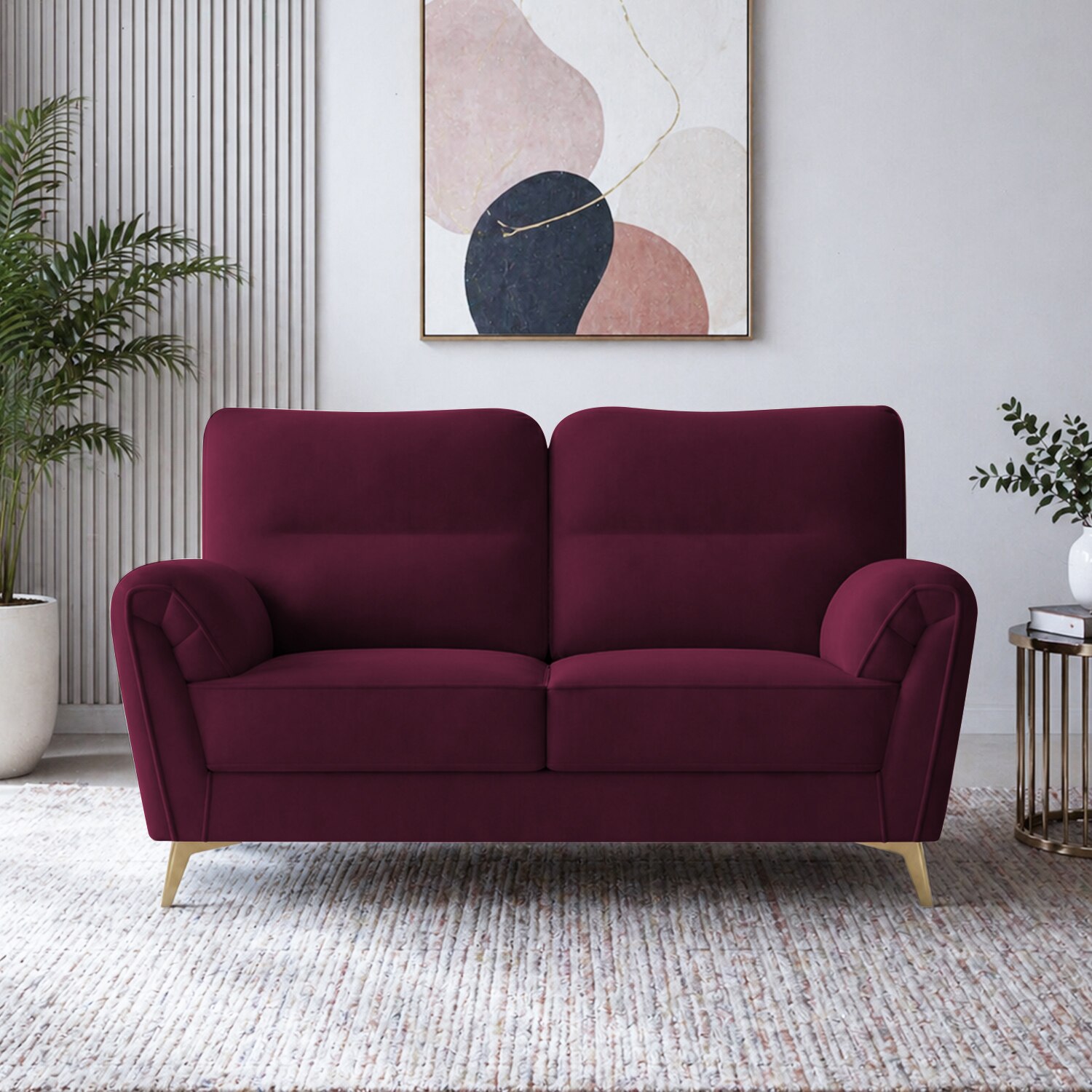 Osbert Velvet 2 Seater Sofa in red wine Color - Home Lifestylez