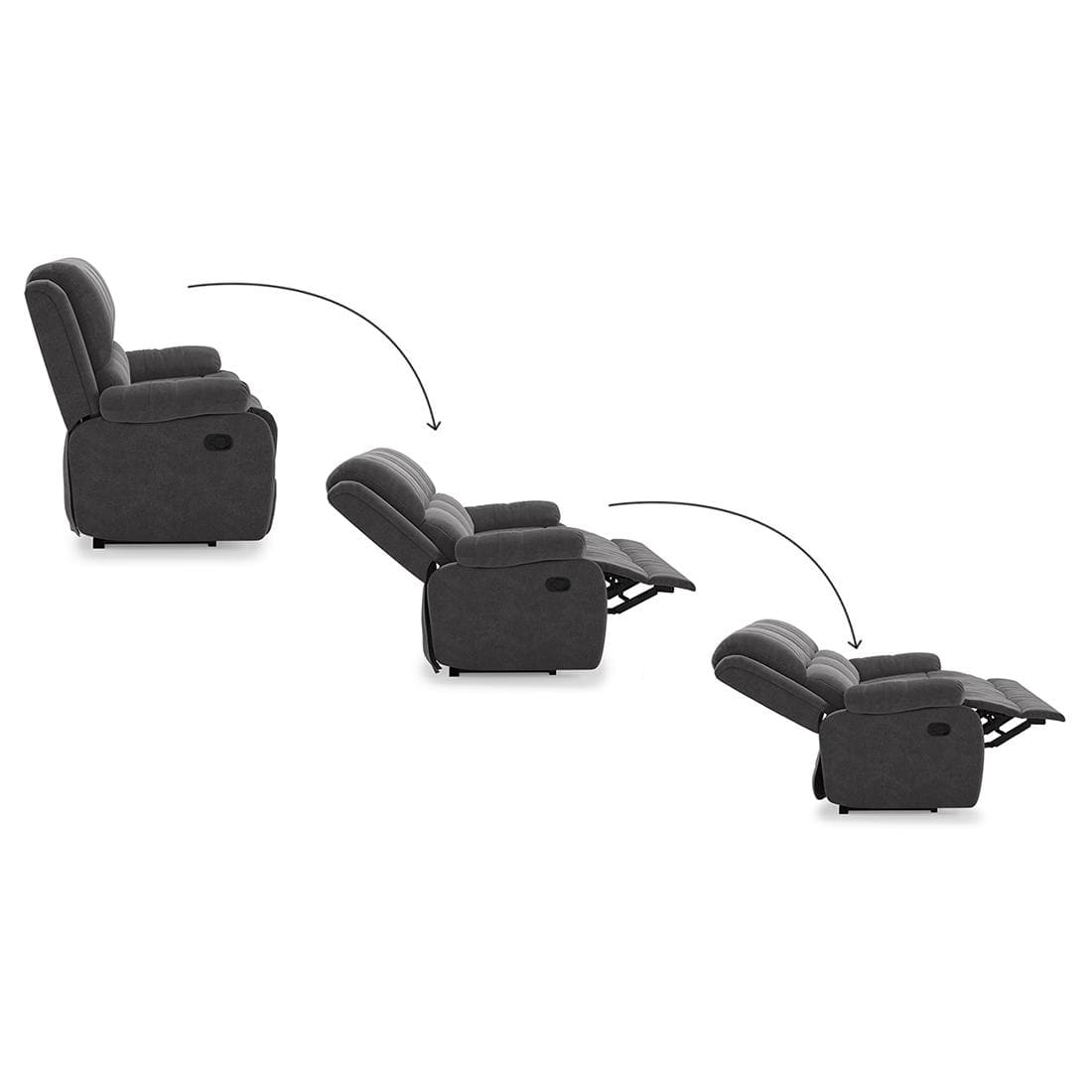 Lebowski Fabric Three Seater Manual Recliner in Smoke Fabric Colour