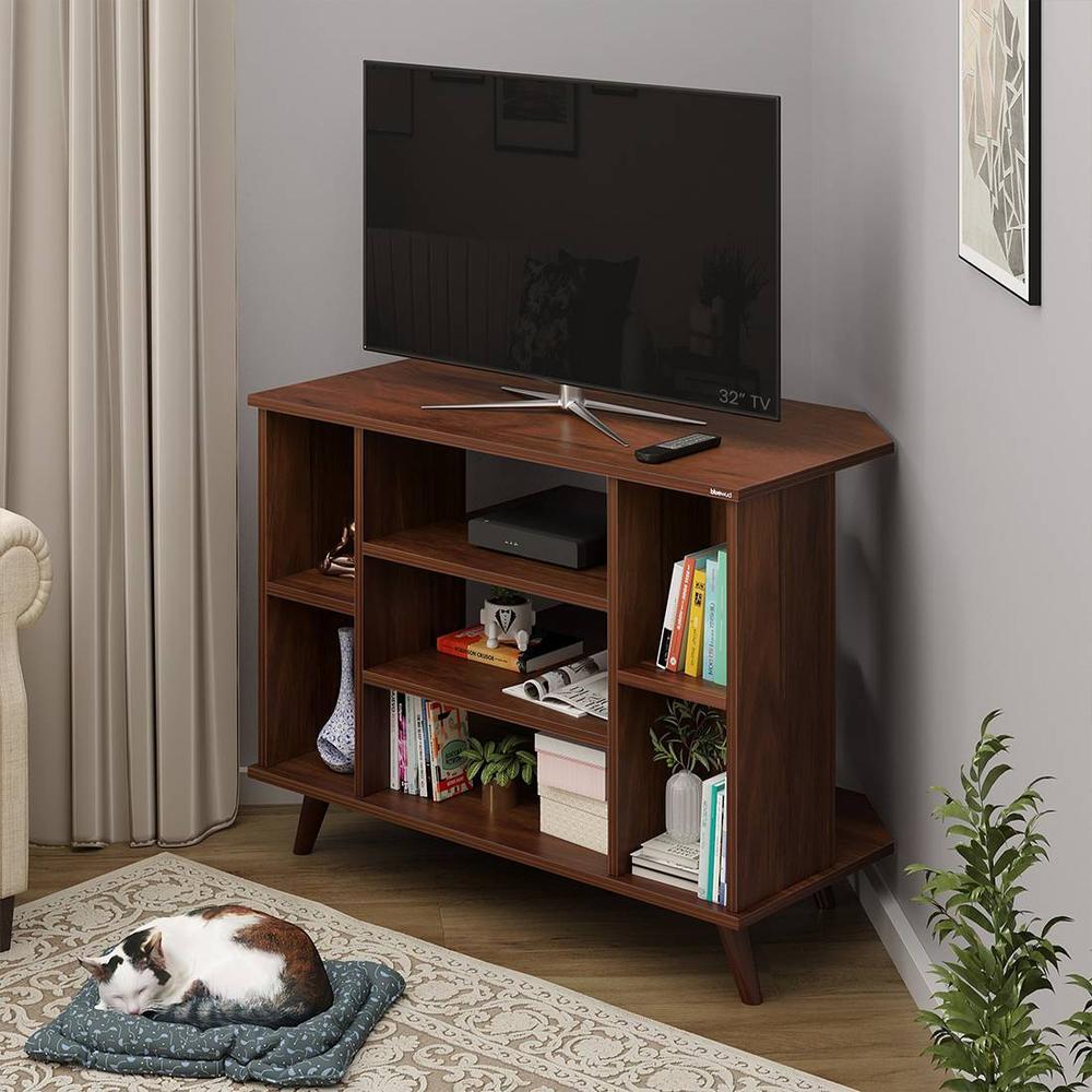 Gautier Engineering Wood Floor Standing TV Entertainment Unit Set Top Box Stand/TV Cabinet with Shelves for Books & Decor Display Unit Bed Living Room Upto 32 inches (Brown Maple)