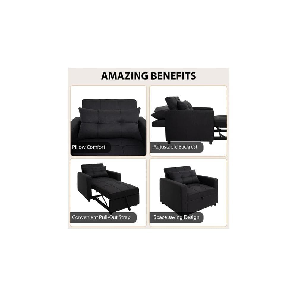 Gilbertson 1 Seater Sofa Cum Bed In Black Color