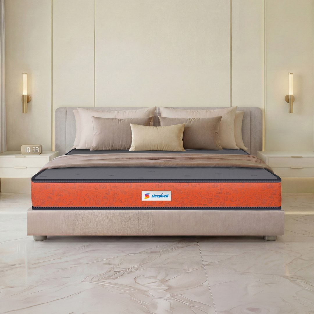 Sleepwell Ortho Pro Mattress Medium Firm Neem Fresche Cool Yarn Fabric Single 75x42x6 Inch - Sleepwell