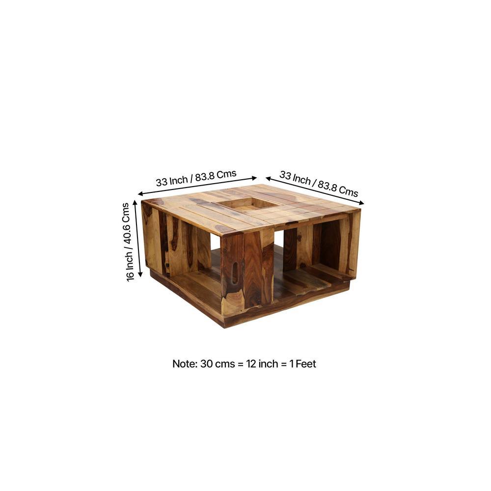 Wayne Sheesham Wood Coffee Table In Natural Rosewood (Semi Gloss)