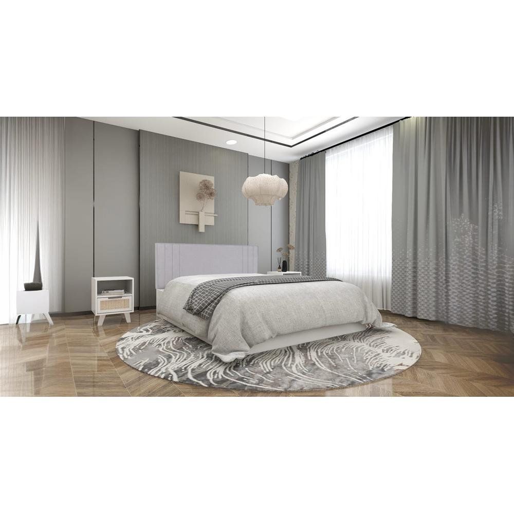 Ananda Engineered Wood Queen Size Bed In White Finish