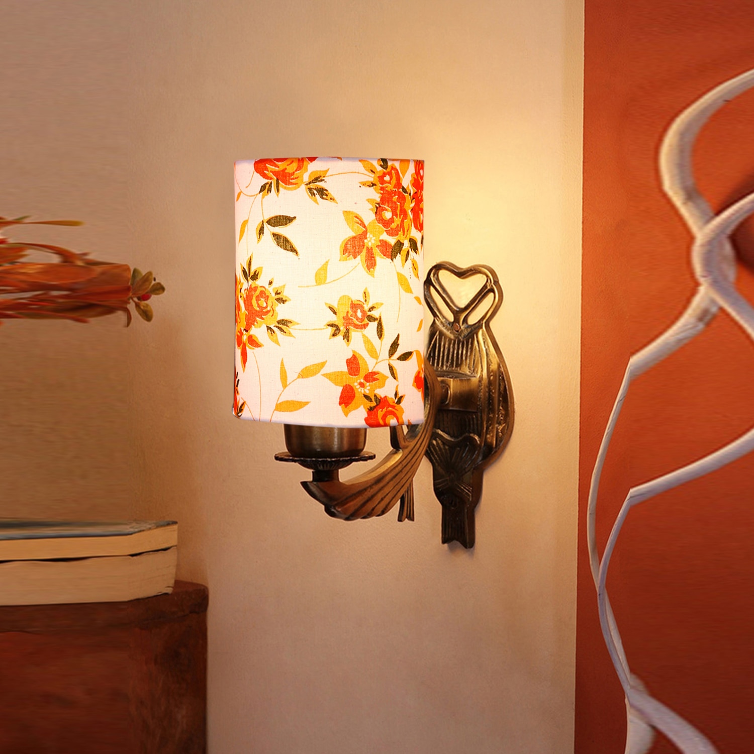 Devansh Metal Electric Wall Light in Antique Gold Colour with Multi Shade Count of 1 Light - Devansh