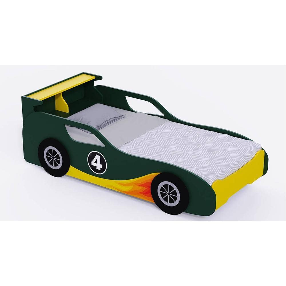 Fire Engineered Wood Open Storage Bed in Green Colour