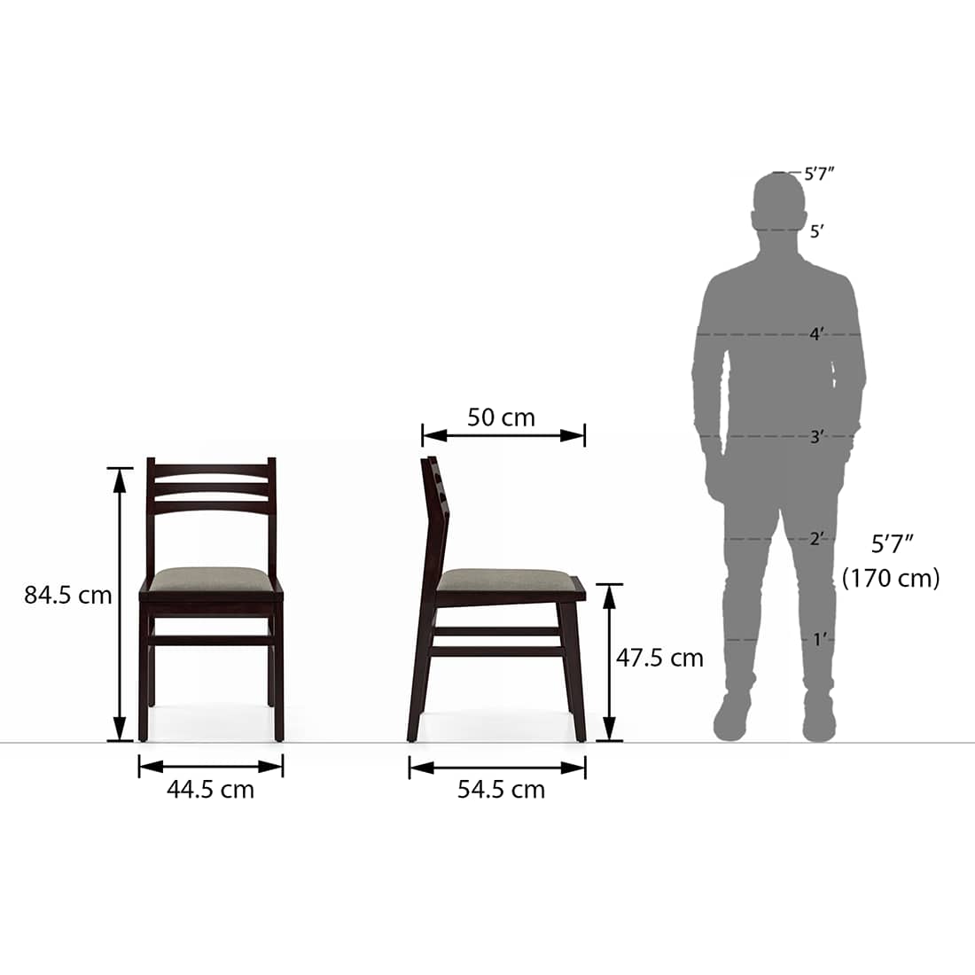 Leon Solid Wood Dining Chair Set Of 2 In Mahogany Finish