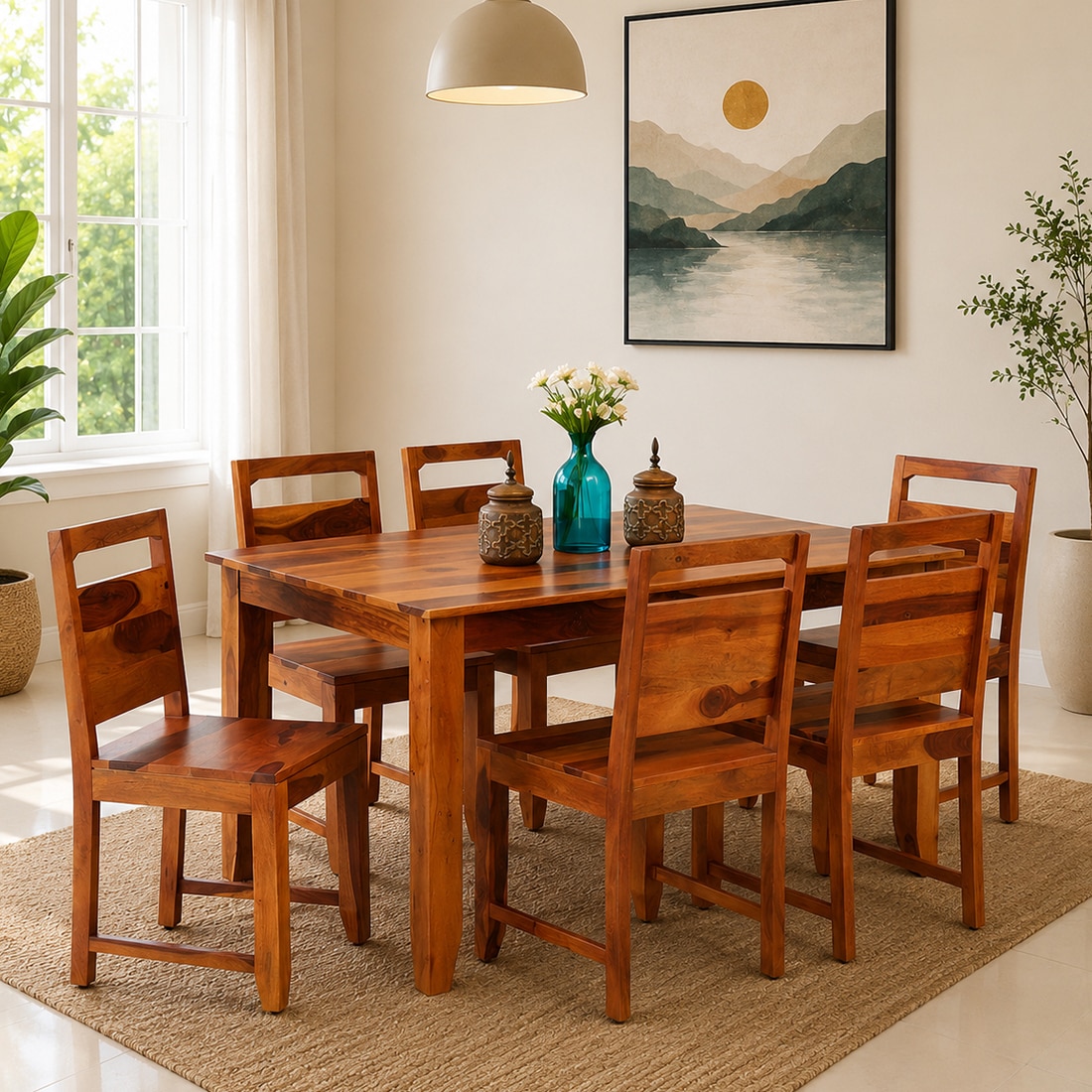 Wolfgang 6 Seater Dining Set In Walnut Finish - Jyoti Impex