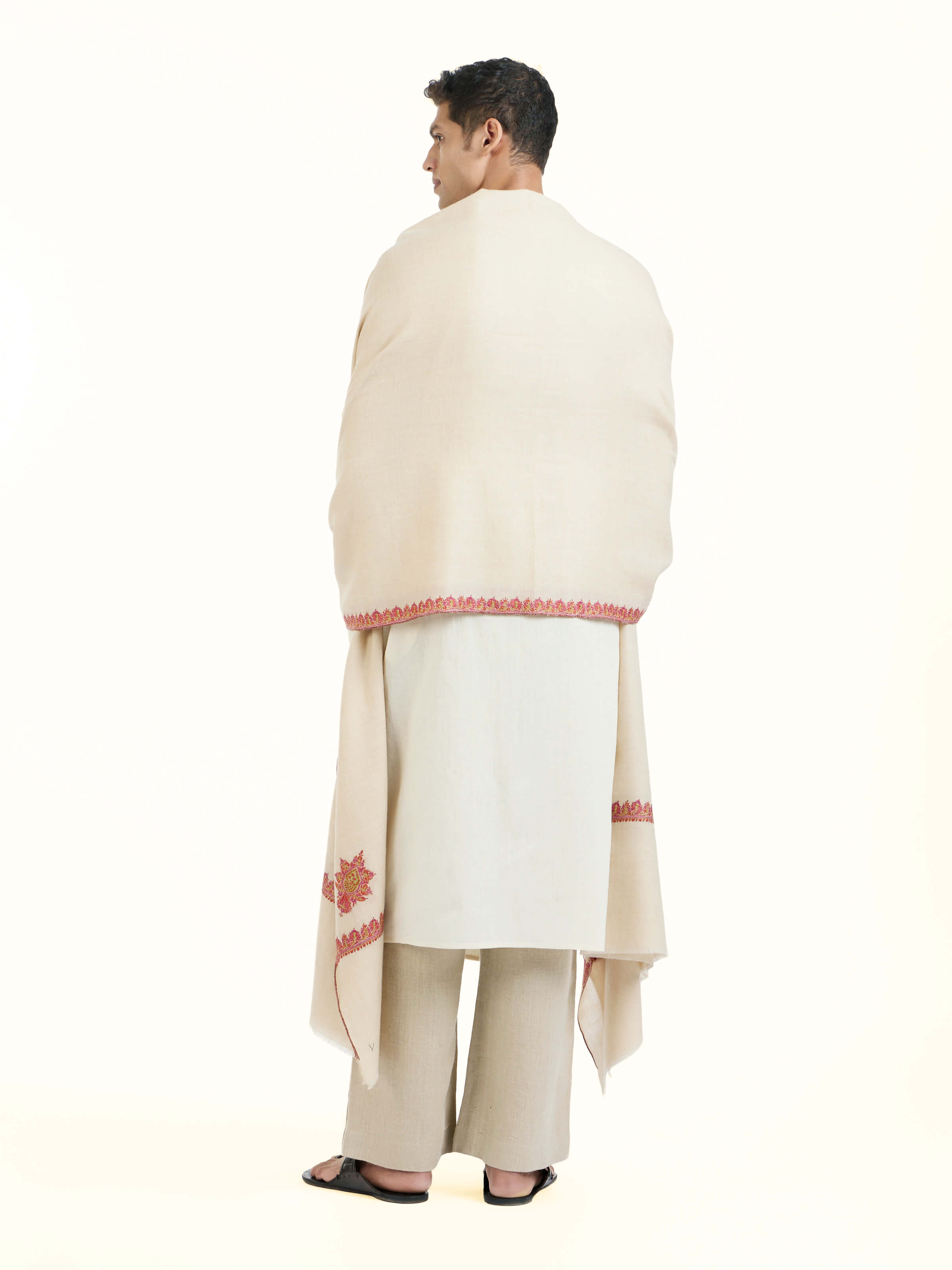 Ivory Sozni Hand Embroidered Shawl