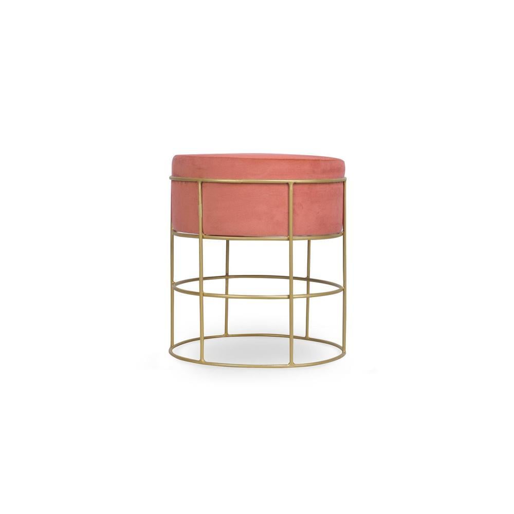 Lyra Solid Wood  Ottomon in  Pink Colour