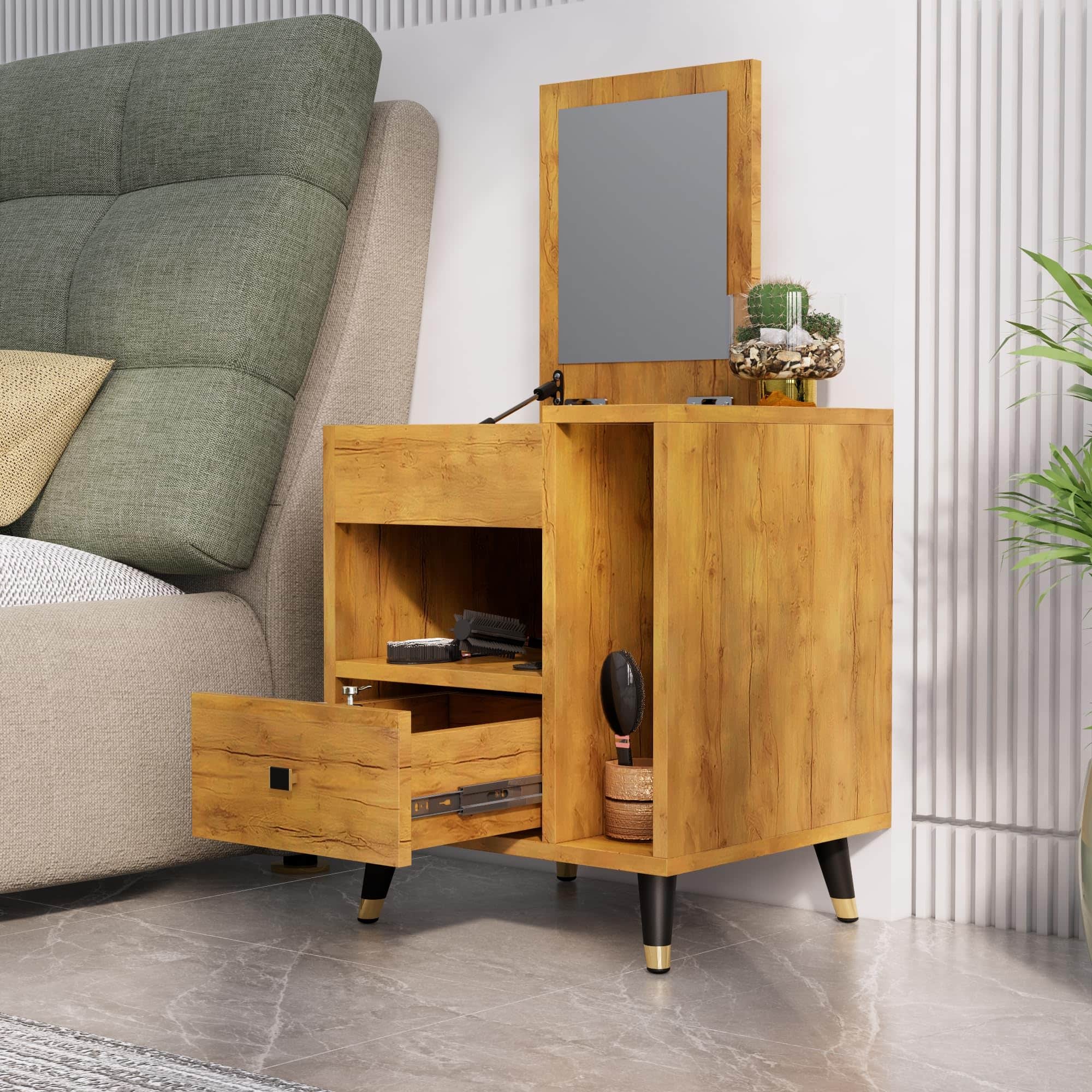 Hexa Red Engineered Wood Dressing Table in Giant Wood Colour - HexaRed