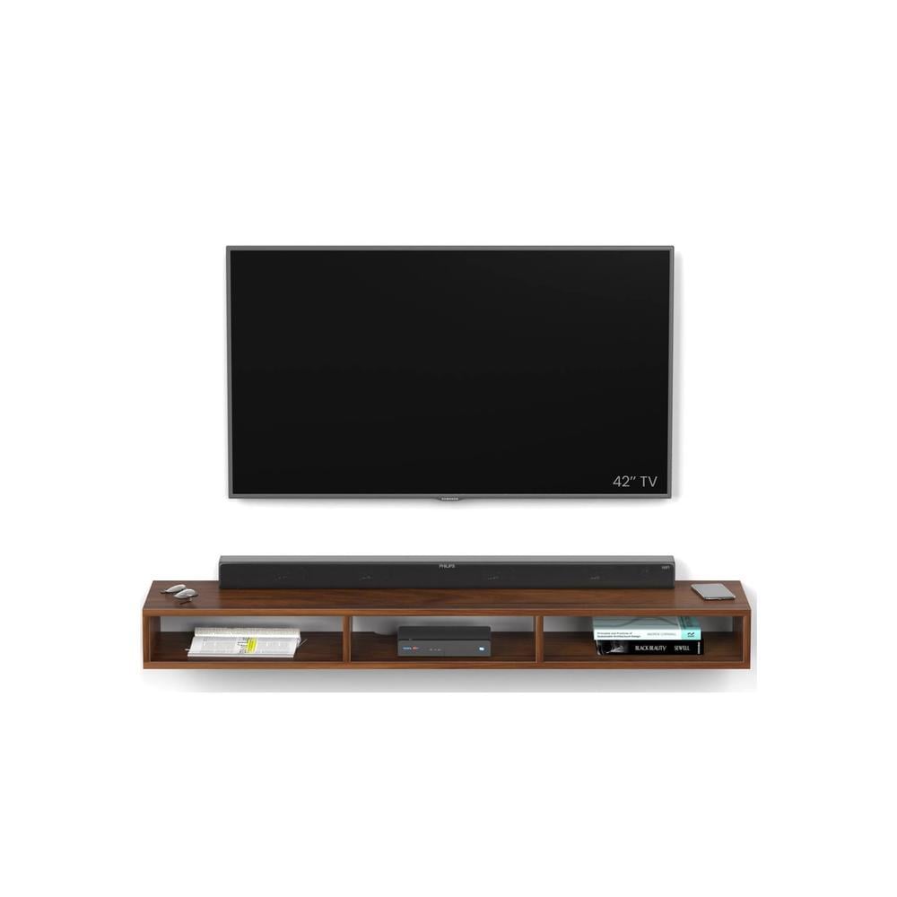 Primax Solo Engineering Wood Wall Mount TV Entertainment Unit Set Top Box Stand/TV Cabinet with Shelves for Books & Décor Display Unit, Ideal for 50 Inches (Brown Maple/DIY)