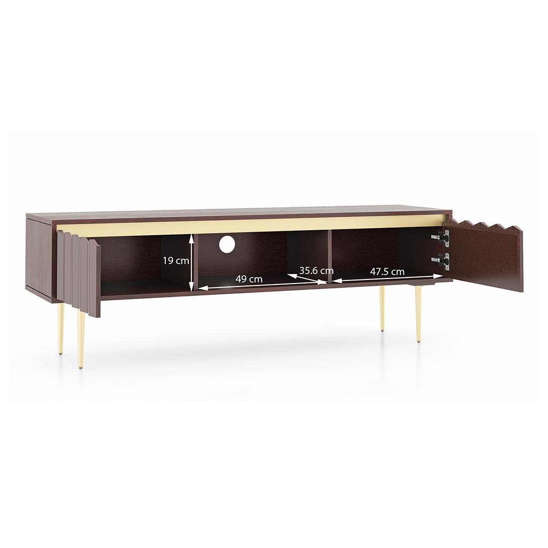 Keoni Solid Wood Free Standing TV Unit in Claret Mahogany Finish
