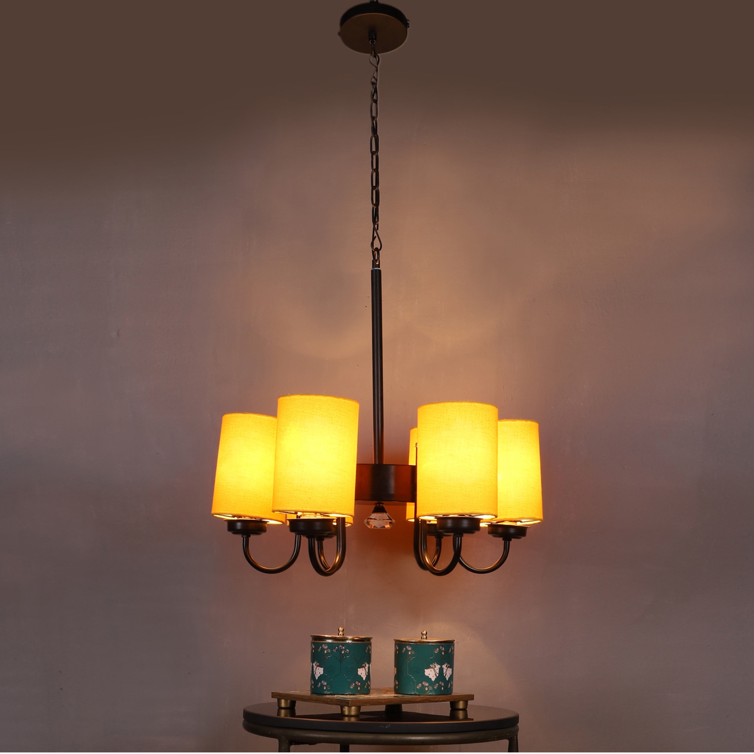Devansh Steel Wall Mounted Lamp With Beige Jute Shade