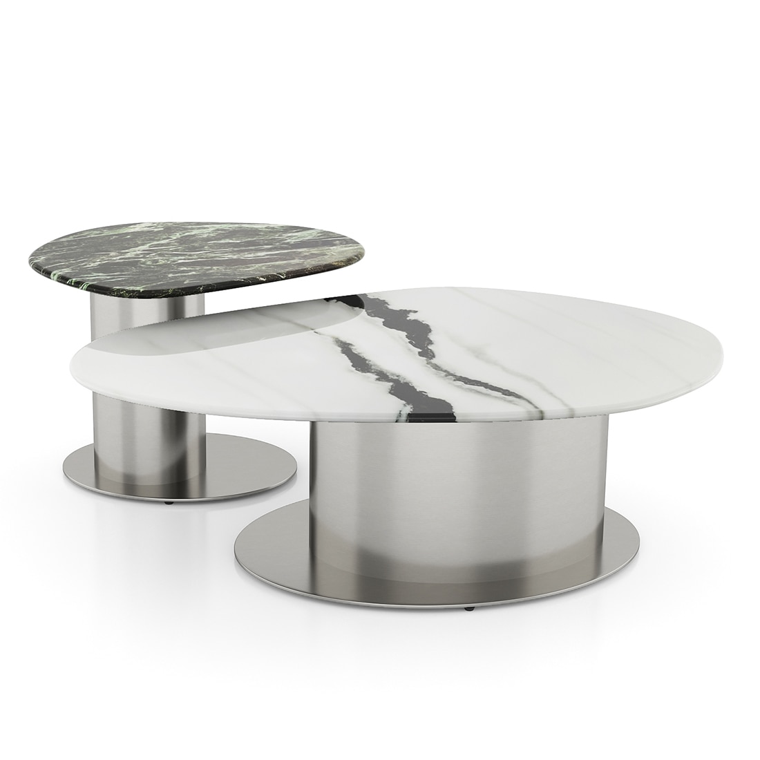 Oaklen Metal Coffee Table In Panda Black And White Marble And Chrome Base Finish