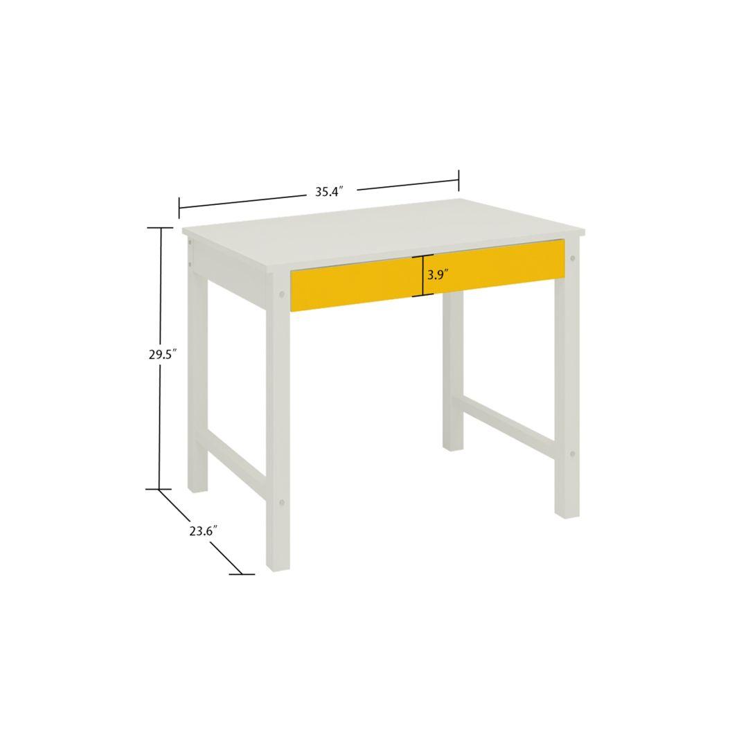 Mystica Kids Solid Wood Study Desk with Drawer in Ivory Mango Yellow Colour