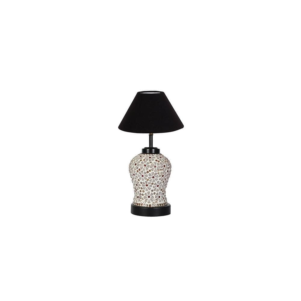 Paris Black cotton Glass Table lamp with Iron Base