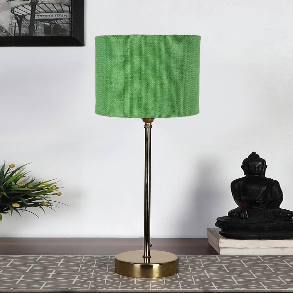 Green Jute with Metal Gold Table Lamp