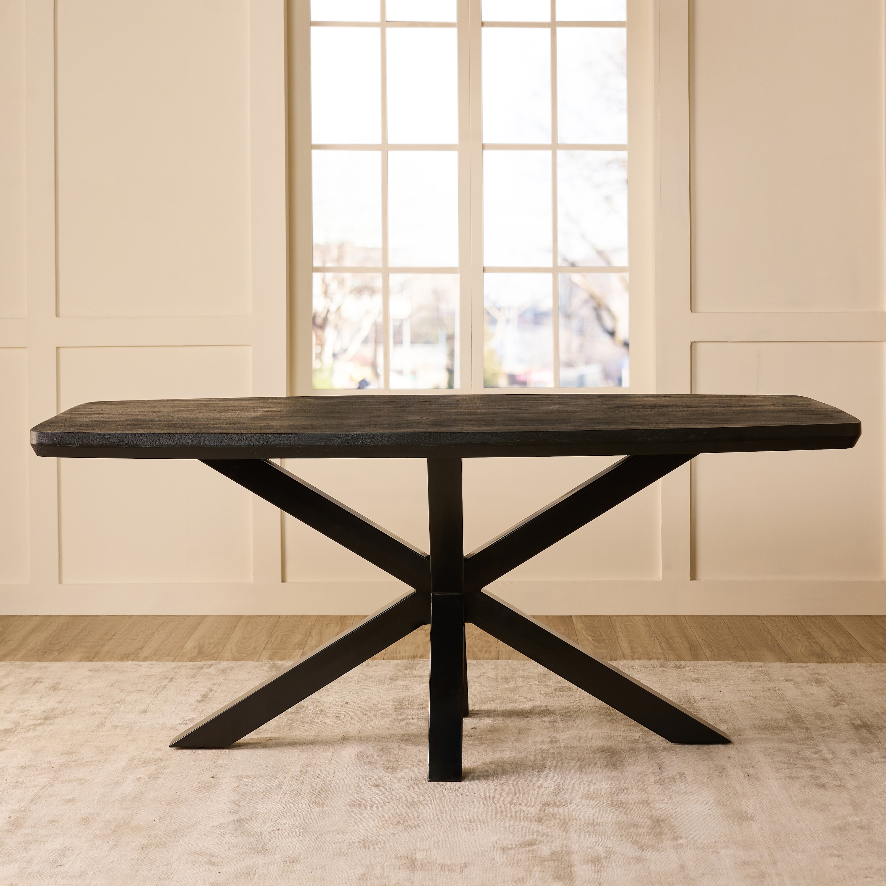 Crispio Solid Wood 6 Seater Dining Table in Brown Finish - Living Shape