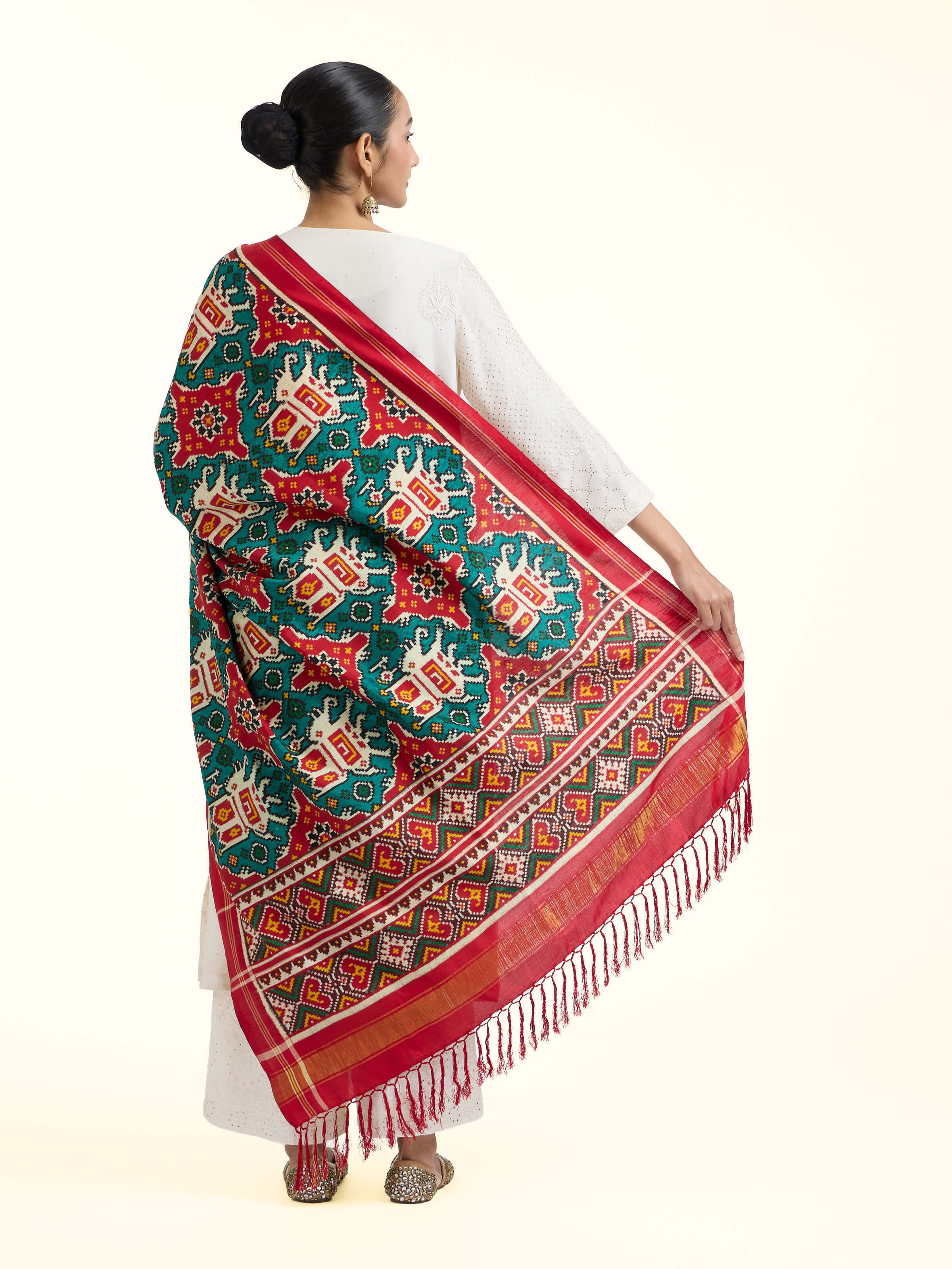 Turquoise Silk Patola Dupatta