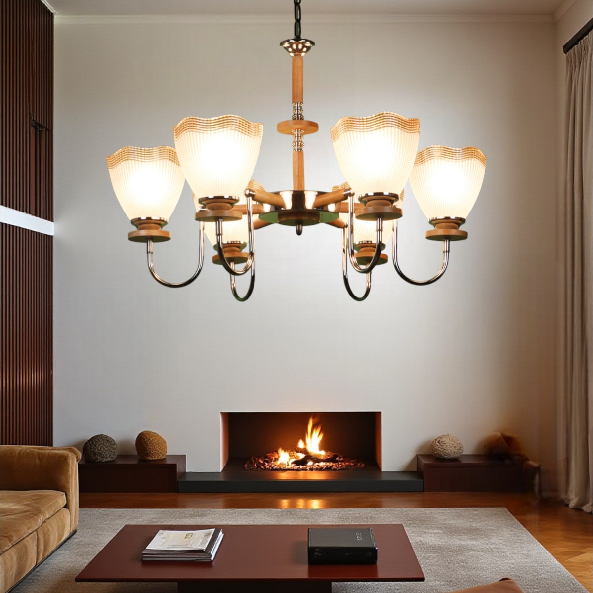 Eliante Chandelier, 6 Light Mild Steel Modern Ceiling Fixture