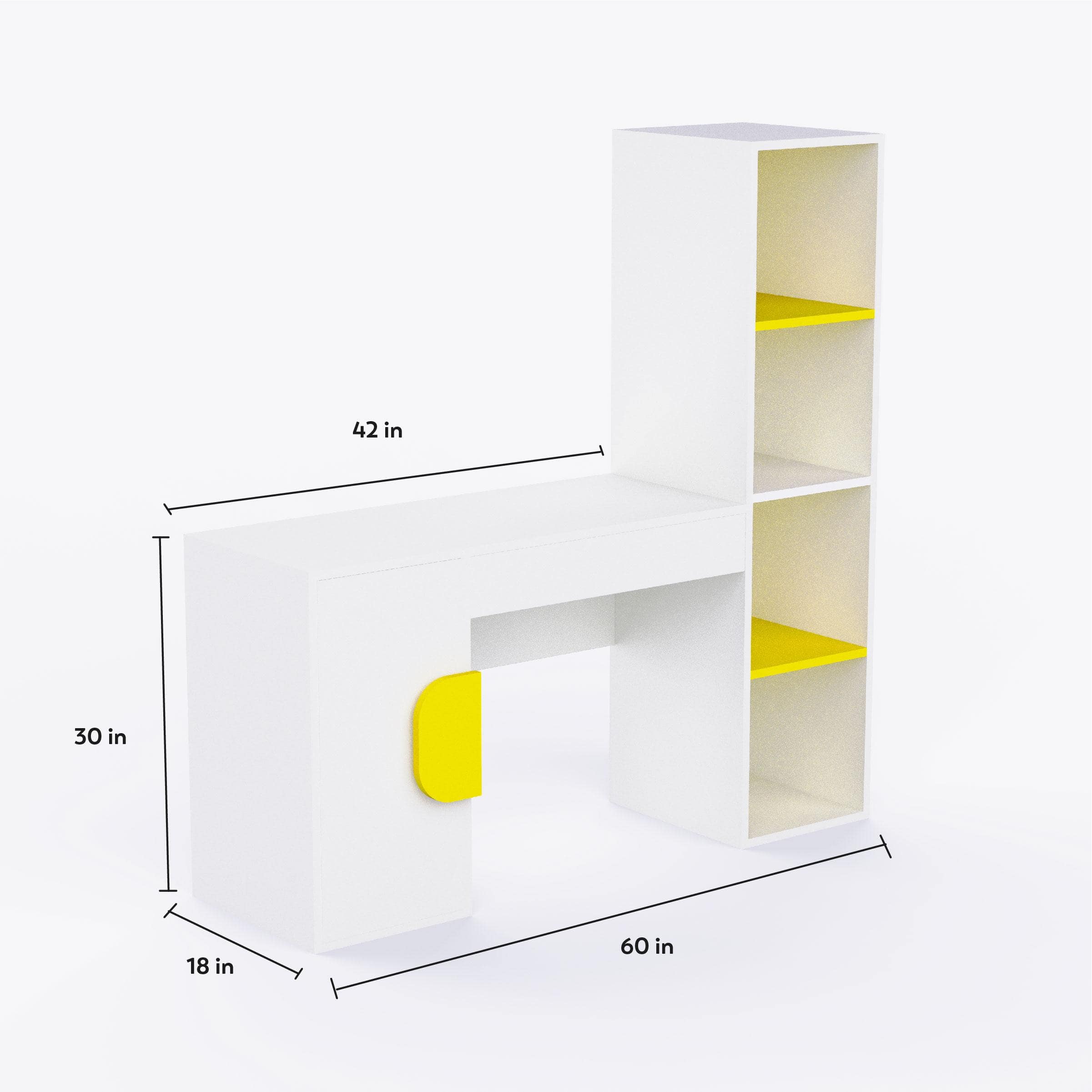 Joy Ride Study Table In Yellow & White Colour