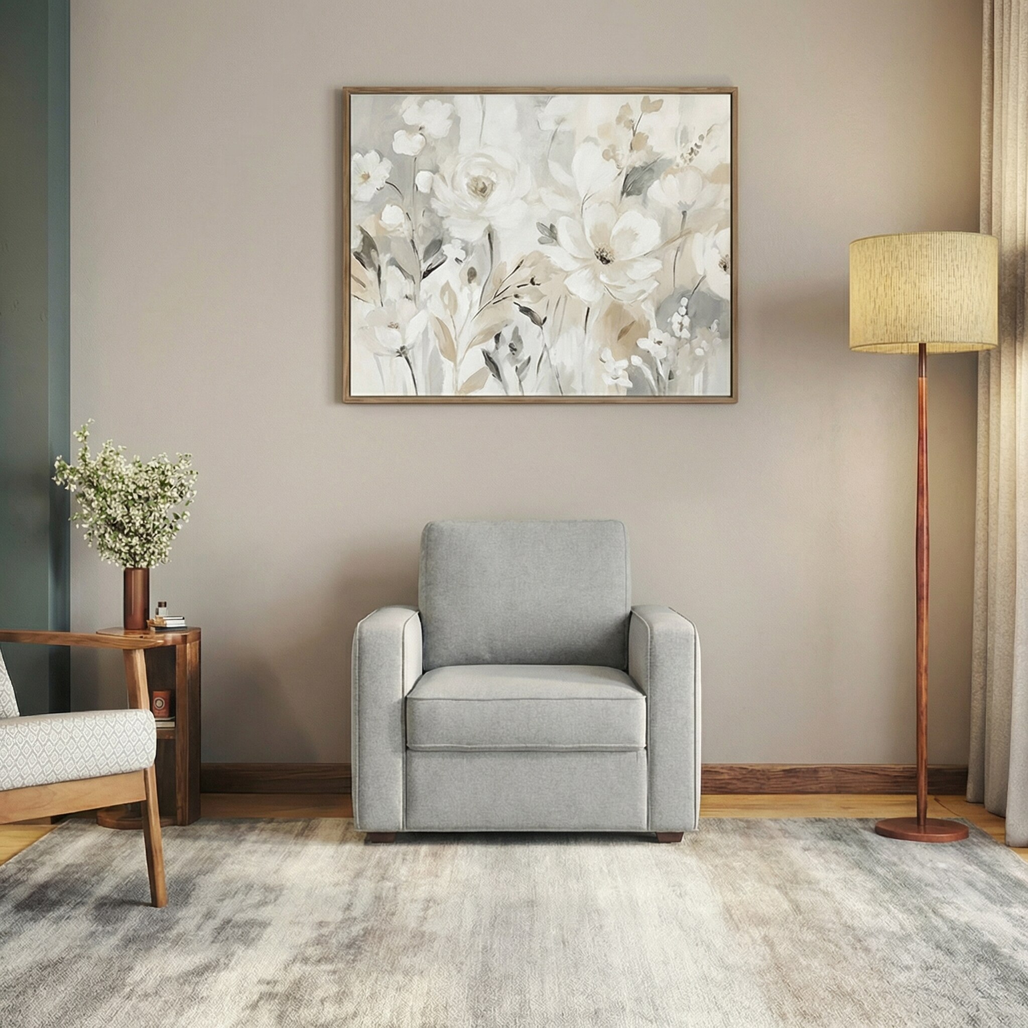 urban ladder Apollo High Back 1 Seater Fabric Sofa In Vapour Grey Colour-picture-11