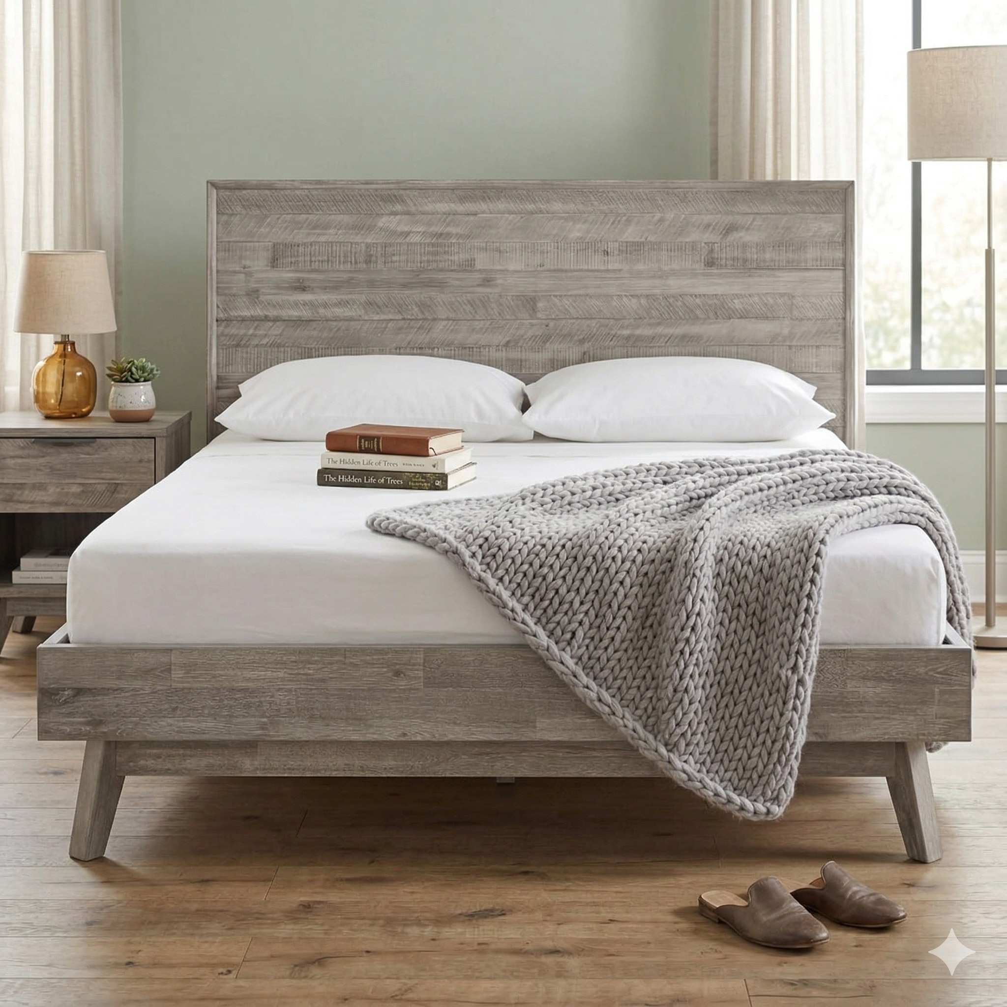 Scandinavian Madrid King Bed Natural Wood Finish