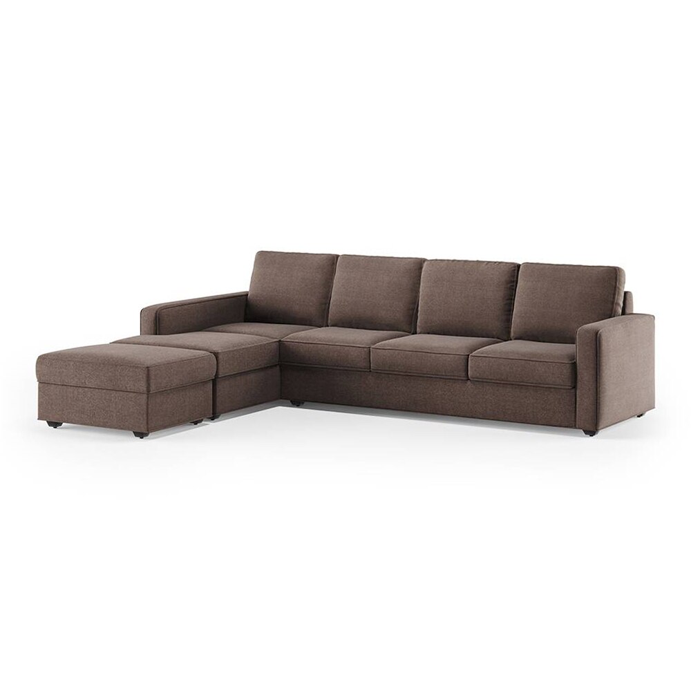 Apollo Compact Fabric Sectional Compact Sofa (Colour : Daschund Brown, Cushion : Soft, Back Type : Regular, Seating Capacity : Left Aligned 3 Seater + Left Aligned Chaise)