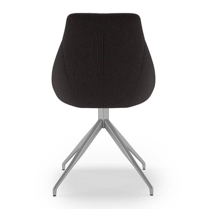 Caribu 4 To 6 Extendable Dining Table With Set Of 6 Doris Swivel Accent Chairs (Colour- Dark Grey, Finish- White High Gloss)