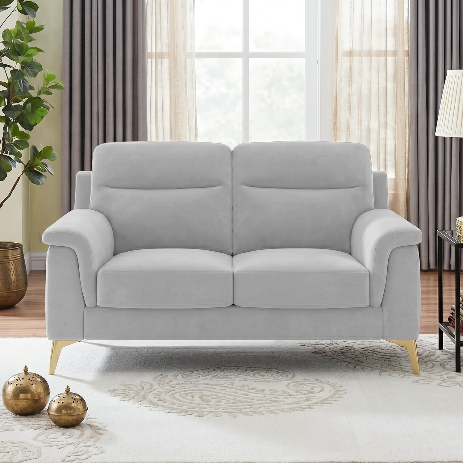 Niwara Velvet 2 Seater  sofa in Grey Color - Home Lifestylez