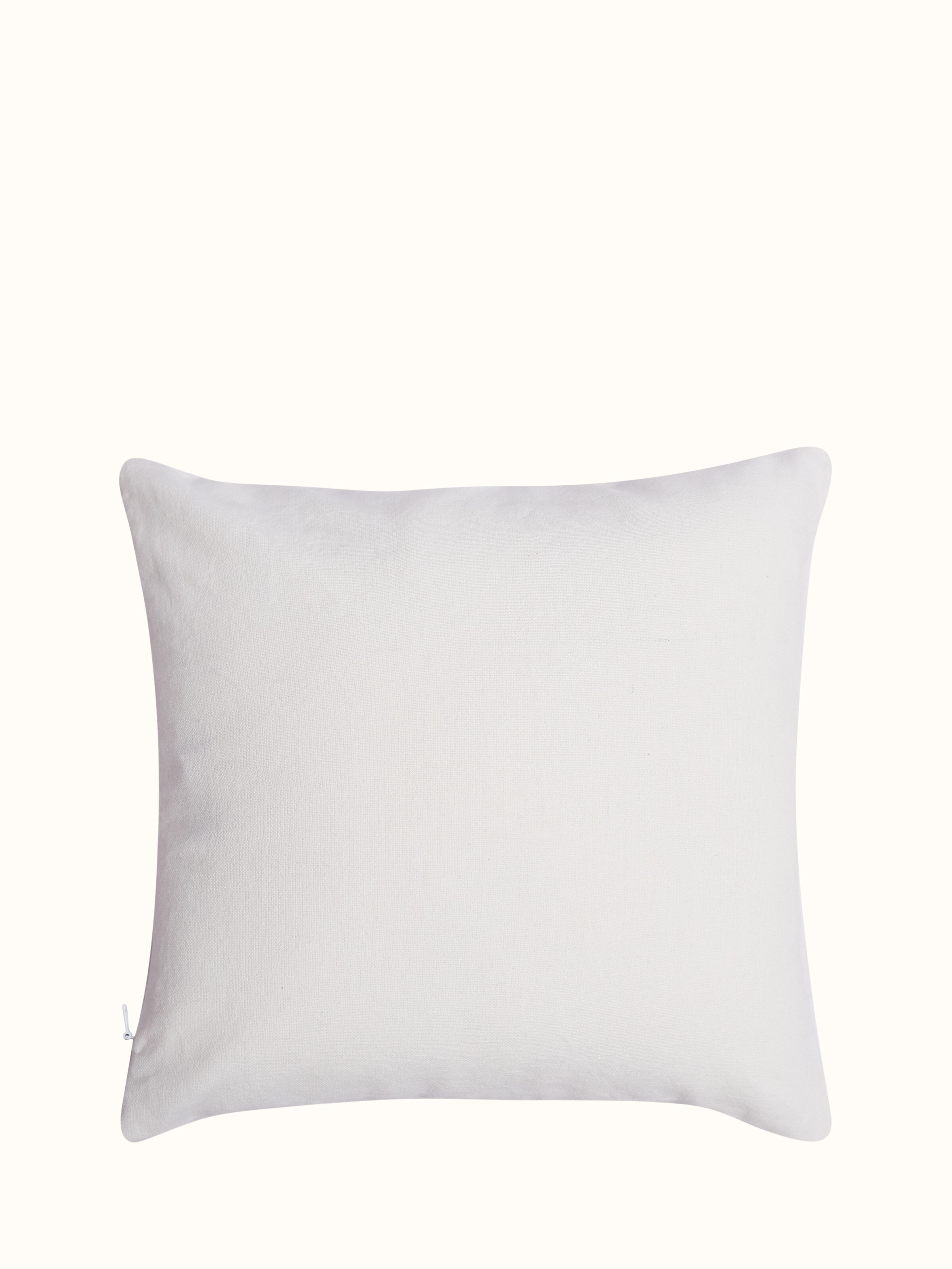 Back side view of Lippan white cotton cushion cover