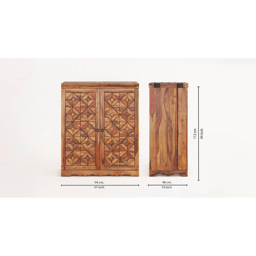Parquet Bar Cabinet in Teak Finish
