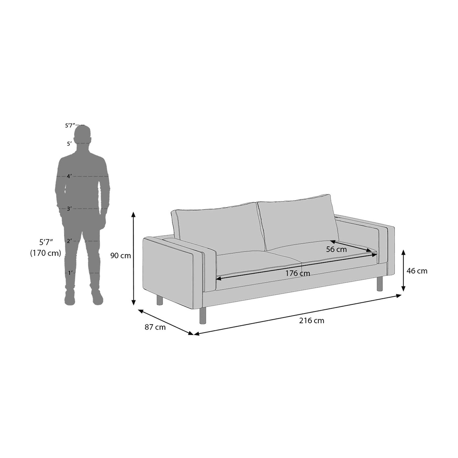 Nolan 3 Seater Fabric Sofa (Puppy Tooth)