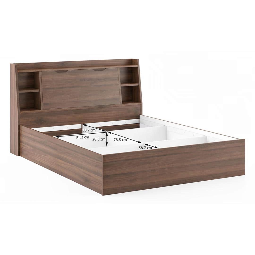 Scott King Size Box Storage Bed in Classic Walnut Finish