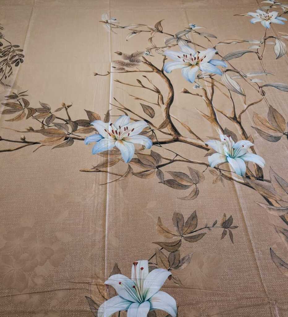 Orange Shade Floral 400 TC Cotton Flat Super King Size Bedsheet With 2 Pilllow Covers