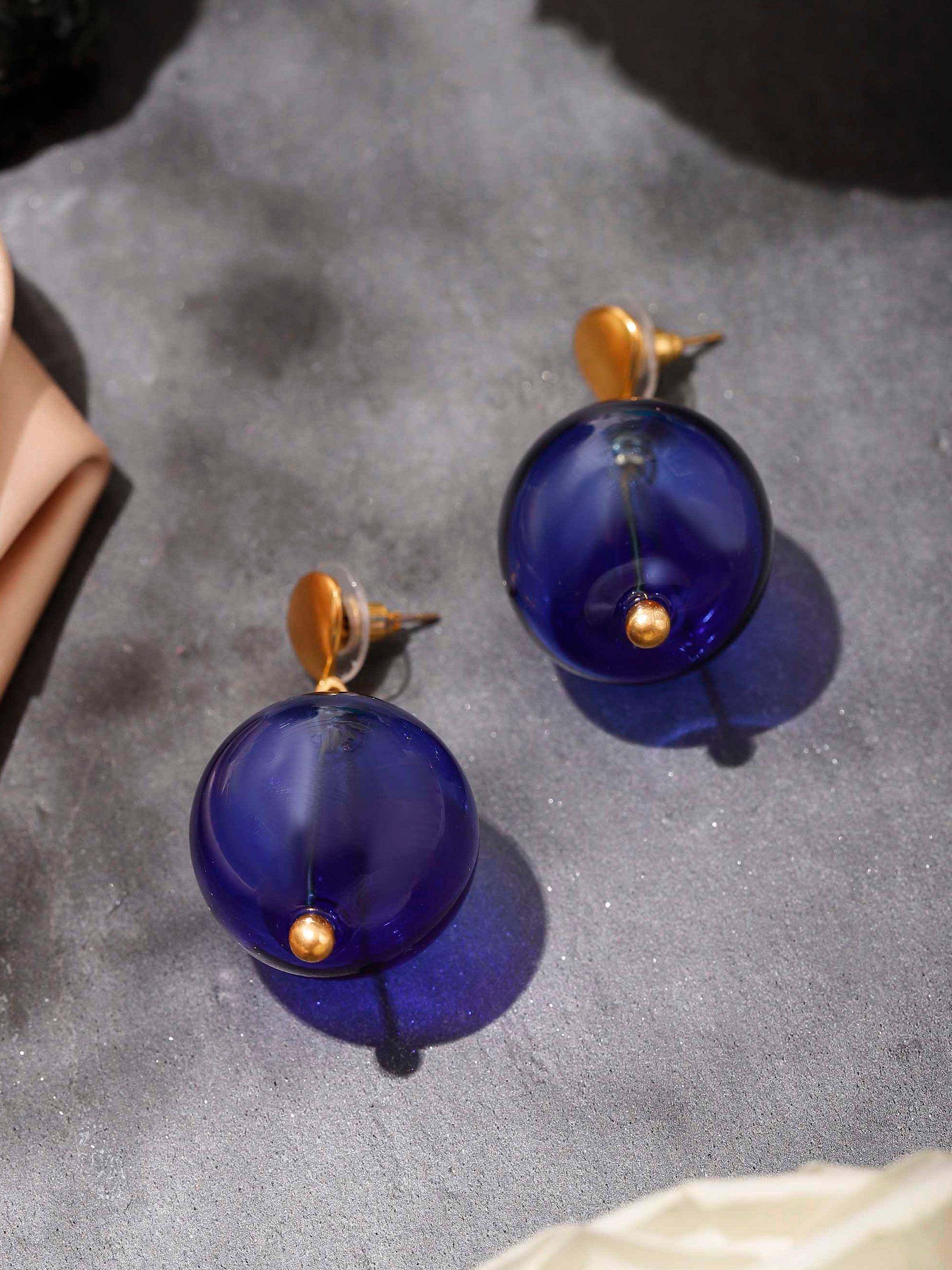 Silver Flame Glass Drop Earrings