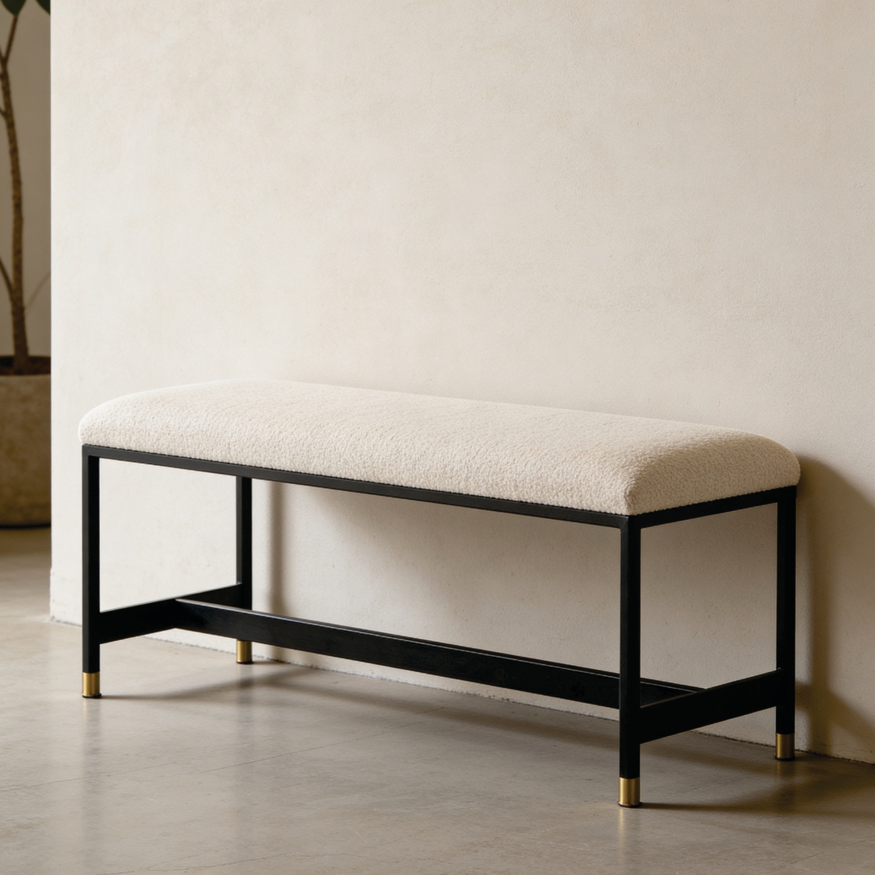 The Harper Long Metal Bench in White Finish - Handicrafts Town