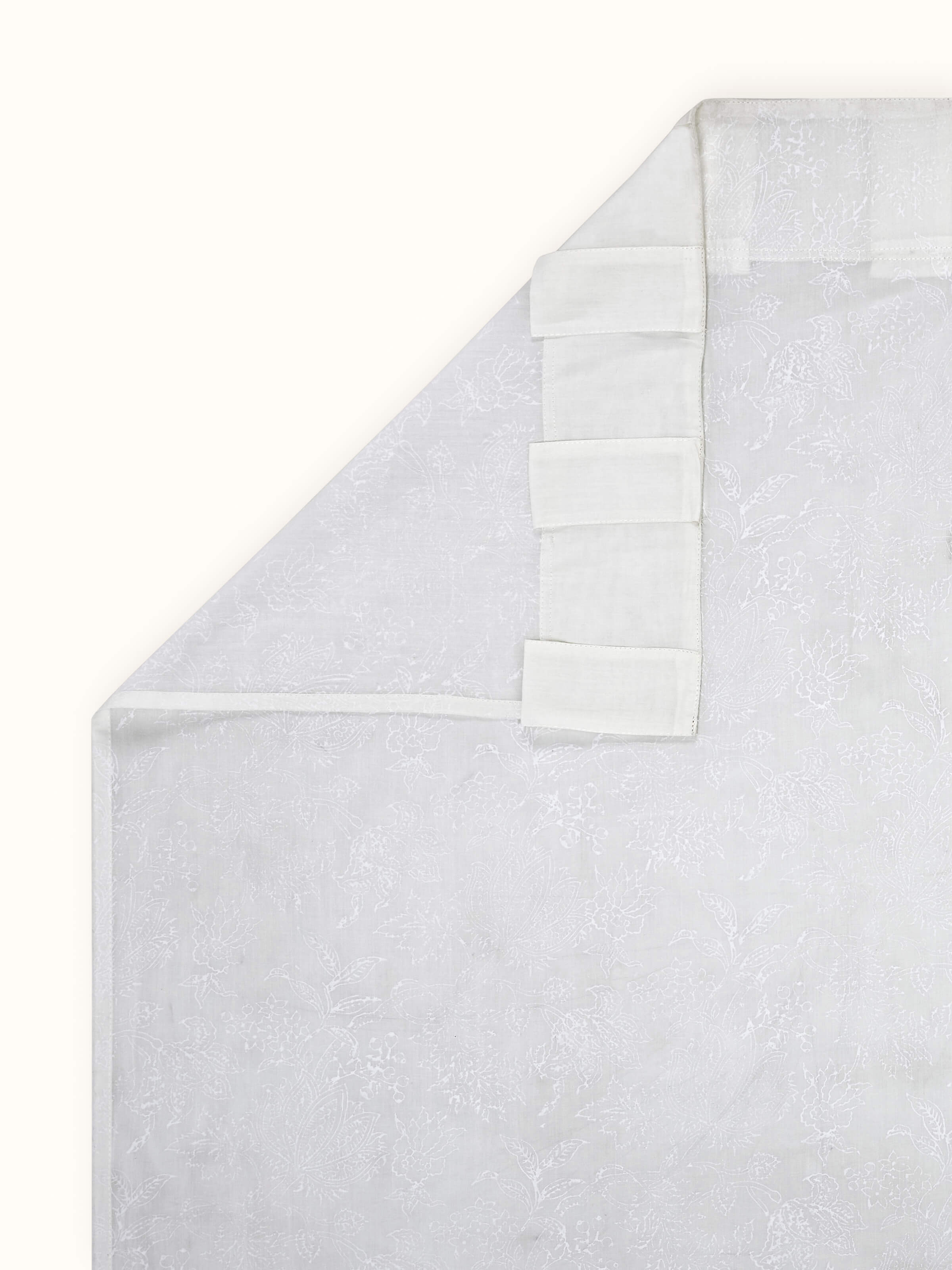 Kairavam White Floral Cotton Sanganeri Hand Block Printed Curtain, Long Door (9 Ft)