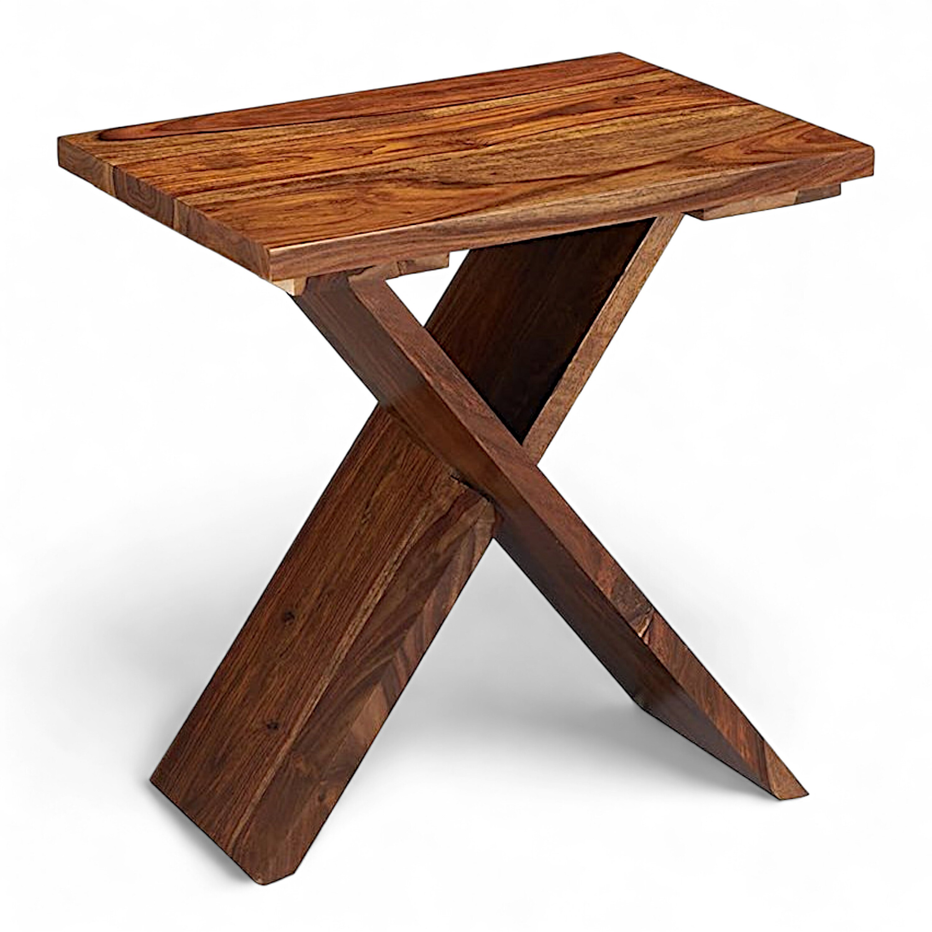 Darcy Sheesham Wood Contemporary Rectangle Set Of 2 Tea Table  Side Tables In Natural Teak Finish
