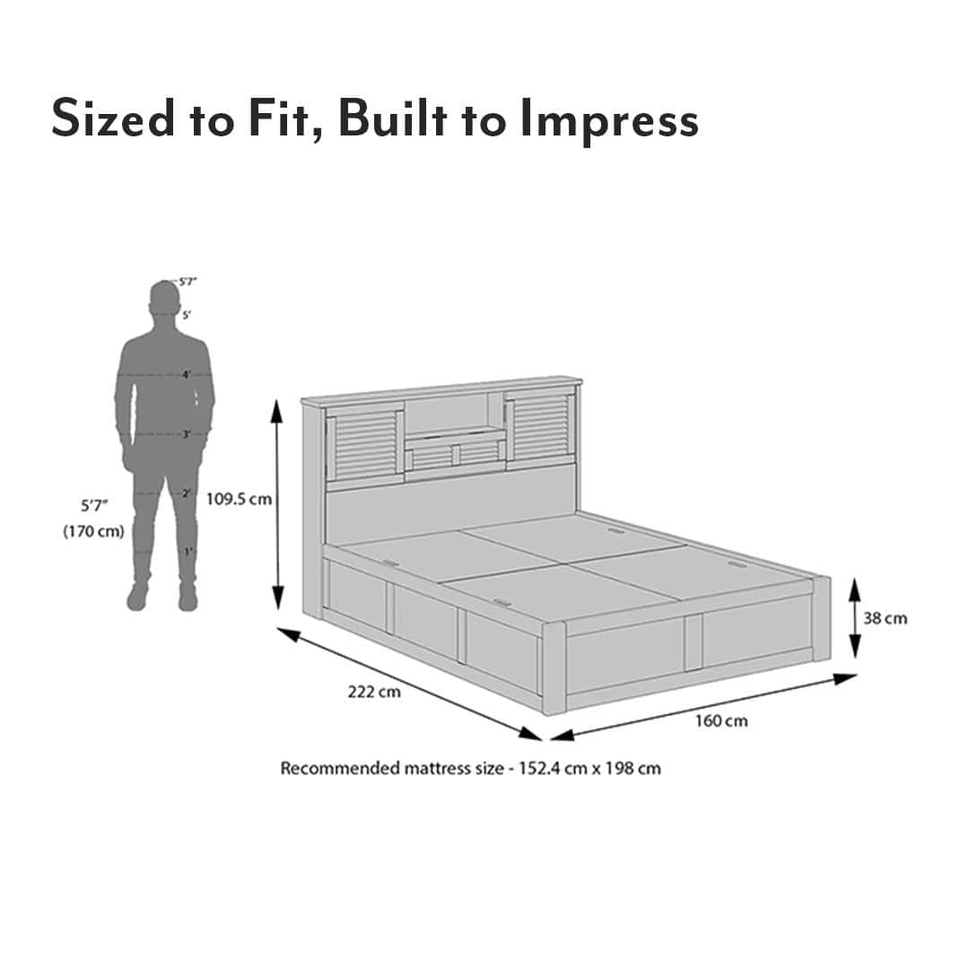 Cambry Queen Size Hydraulic Storage Bed With Headboard Storage Bed In American Walnut Finish